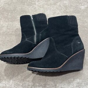 Lacoste Women's Black Suede Wedge Boots